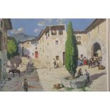 (D) Francisco Paya Sanchis  1892-1977  Oil on canvas  Signed  "Spanish Market Square"  58 cm x 70