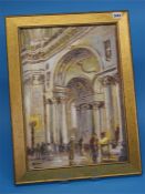 (D) Ronald Ossory Dunlop  1894-1973  Oil on board  Signed  "Interior view of St Paul's Cathedral"