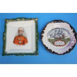 A Sunderland lustre plaque "Field Marshall Lord Roberts" and a circular plaque "May Peace and