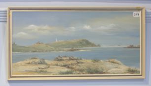 John Hamilton  1919-1993  Oil on board  Signed  "View of the Scilly Isles"  29 cm x 59 cm