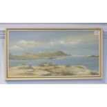 John Hamilton  1919-1993  Oil on board  Signed  "View of the Scilly Isles"  29 cm x 59 cm