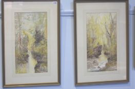Pair  William Widgery  1822-1893  Watercolour  Signed  "Mountainous landscape with streams"  (Titled