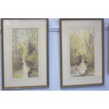 Pair  William Widgery  1822-1893  Watercolour  Signed  "Mountainous landscape with streams"  (Titled