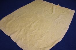 A Durham quilt with yellow and pale pink reverse.  224 cm x 191 cm