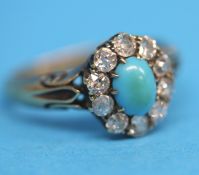 An Antique turquoise and diamond ring.