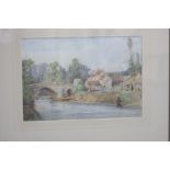 William Leighton Leach  1804-1883  Signed  Dated 1866  "Rural setting with gentleman fishing"  28 cm