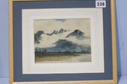 T B Hardy  Watercolour  Signed  Dated 1885  "Villeneuve lake Geneva"  (Bears label to verso)  13.5