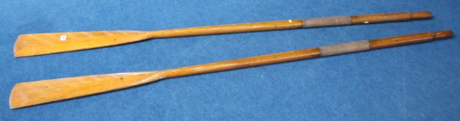 A pair of pine oars.