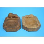 Two Robert Mouseman Thompson of Kilburn ashtrays.