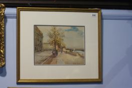 Michael Crawley  1900-1981  Watercolour  Signed  "Autumn on the Seine, Paris"  25 cm x 32.5 cm