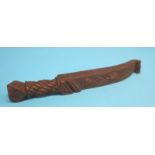 A carved wooden love token, inscribed Jane Nixon, November 1846.  21cm long