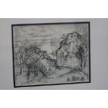 Adrian Hill  1895-1977  Oil pastel  Signed  Dated (19)74  "A loving couple in the clouds"  23 cm x