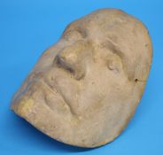 An old plaster cast death mask of Oliver Cromwell, impressed marks to reverse OC Sep 1658.  23 cm