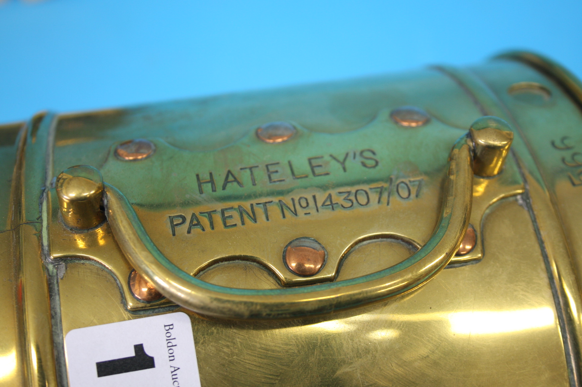 A Hateley's "Turners Patent" "The Homing Pigeon Clock" in a brass case, silvered dial; and a pair of - Image 3 of 3