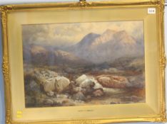 Henry Andrew Harper  1835-1900  Watercolour  Signed  "Highland landscape with river and a shepherd