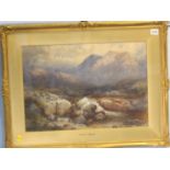 Henry Andrew Harper  1835-1900  Watercolour  Signed  "Highland landscape with river and a shepherd