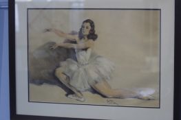 Russian School  Mid 20th century  Watercolour  Signed  "The Ballerina"  42 cm x 59 cm