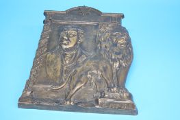 A bronze plaque by Sydney Wilkinson dated 1921 of Sir Joseph Chamberlain "I do not believe in the