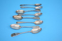 Eight various silver teaspoons, Newcastle, various dates.  Weight 126.1 grams/4 oz
