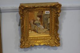 Ralph Hedley  1851-1913  Watercolour  Signed  Dated **81  "Fireside reflections"  (Bears label to