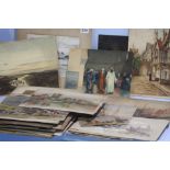 A collection of unframed watercolours to include Robert Jobling, Thomas Swift Hutton, T Mortimer,