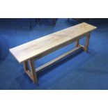 An oak and pine long bench.  147 cm long