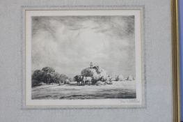 Tom Whitehead  1886-1959  Etching  Signed in pencil  "Loading hay"  24 cm x 29 cm