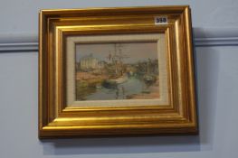 Walter Holmes  (1936)  Oil on board  Signed  "Harbour View"  14 cm x 19 cm