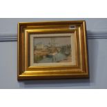 Walter Holmes  (1936)  Oil on board  Signed  "Harbour View"  14 cm x 19 cm