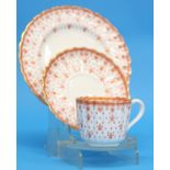 A Victorian Spode tea set comprising 3 cake plates, 12 side plates, 12 cups and saucers, teapot,