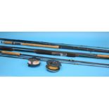 Fishing rods and reels to include Hardy Marquis salmon No.2 and a Greys GRX #7/8 reels (2).  Rods