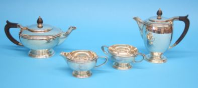 A silver four piece tea set, Sheffield 1942, maker's mark Mappin and Webb.  Total weight 1766.3