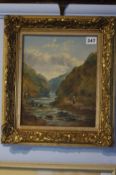 Oil on board  Signed Niem*** "Ye Banks and Braes Bonnie Doone, Near Stirling"  (Bears label to