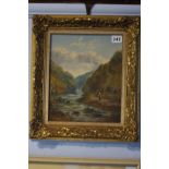 Oil on board  Signed Niem*** "Ye Banks and Braes Bonnie Doone, Near Stirling"  (Bears label to
