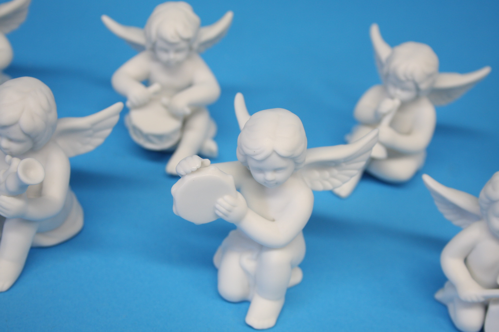 A set of seven Rosenthal classic bisque porcelain angel musicians and four Chinese Canton enamel - Image 2 of 3