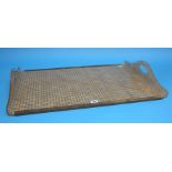 A 1970's Christian Dior Lucite tray with brass galleries and rattan cane-work.  50 cm wide, 72 cm