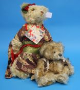 A Terumi Bear Japanese bear wearing a kimono and a smaller Masako Original bear. (2)