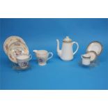 A Shelley 'Crochet' pattern tea set comprising cake plate, six side plates, six saucers, four