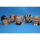 Five large Royal Doulton Character jugs 'Gone Away', D 6531, 'Henry V', D6671, 'The Falconer',