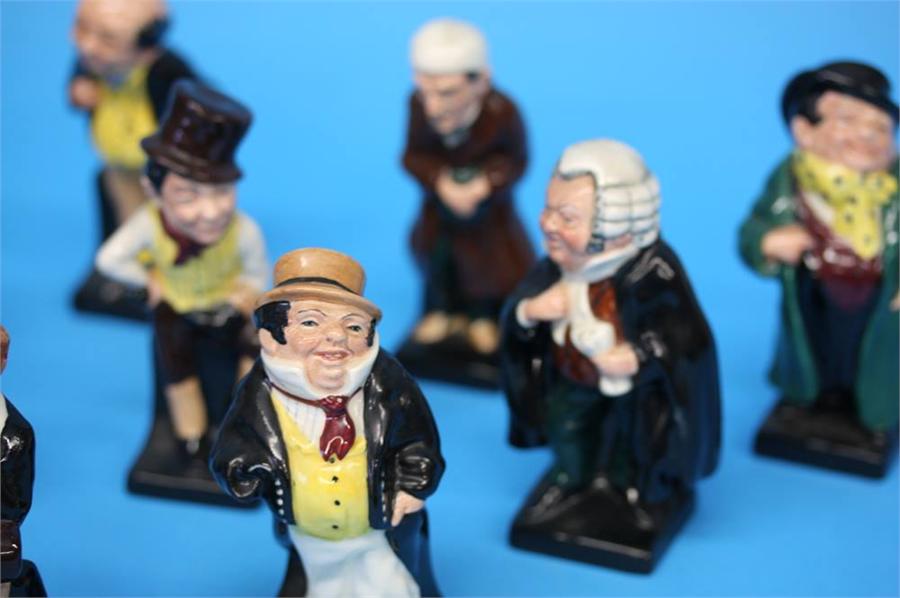 A Collection of sixteen Royal Doulton Charles Dickens figures including 'Scrooge', 'Bill Sikes', - Image 19 of 30