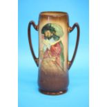 A Royal Doulton two handled vase 'Heres a health unto his Majesty', green printed mark, impressed