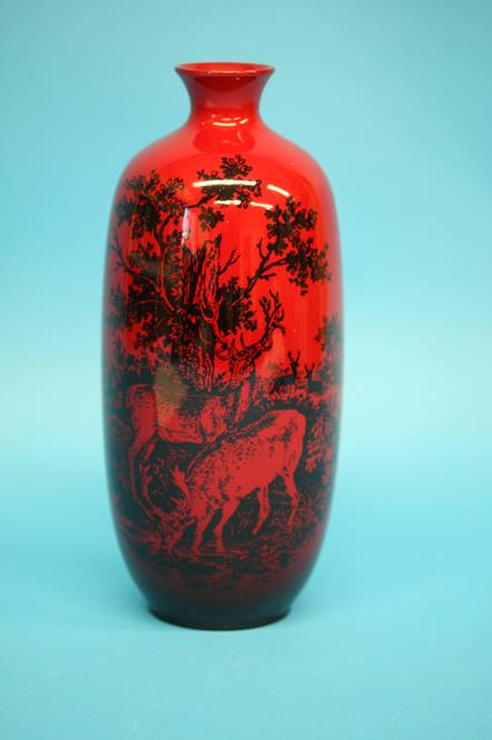 A Royal Doulton Flambe 'Woodcut' vase, printed mark, numbered 1619.  28 cm high - Image 3 of 24