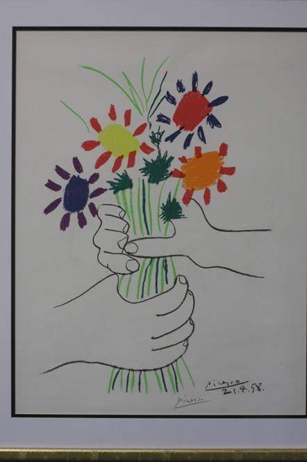 Pablo Picasso 1881-1973 Lithograph Signed in pencil 'Hands with flowers, bouquet of Peace' 64 cm x