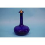 A Bristol blue decanter.  22 cm high