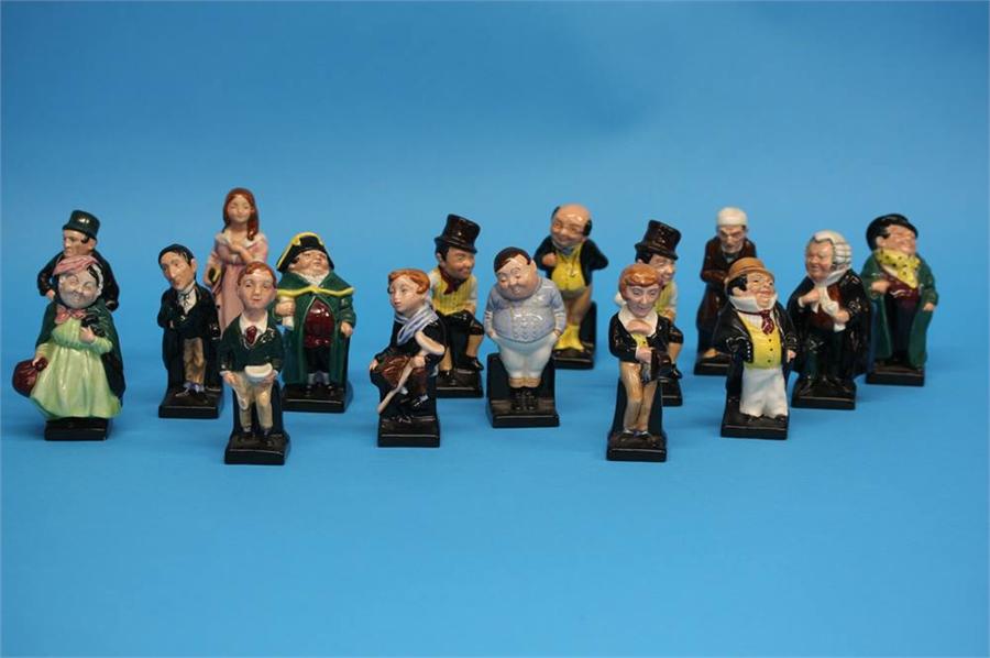 A Collection of sixteen Royal Doulton Charles Dickens figures including 'Scrooge', 'Bill Sikes', - Image 3 of 30