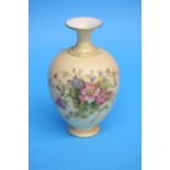 A Royal Worcester vase decorated with bouquets of flowers, green printed mark, numbered H302.  17 cm