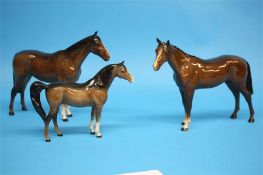 Two Beswick horses and a Beswick foal, gloss. (3)