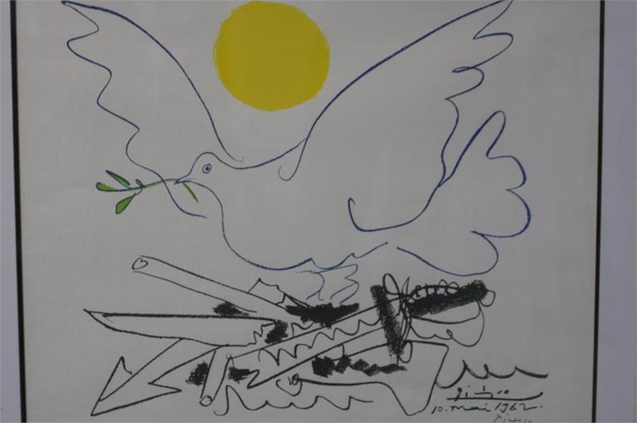 Pablo Picasso 1881-1973 Lithograph Signed in pencil 'Dove of Peace rising from Devastation' 55 cm - Image 2 of 4