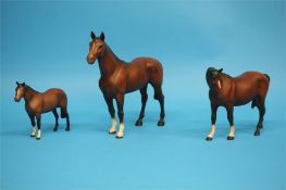 Two Beswick horses and a Beswick foal, matt. (3)
