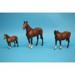 Two Beswick horses and a Beswick foal, matt. (3)